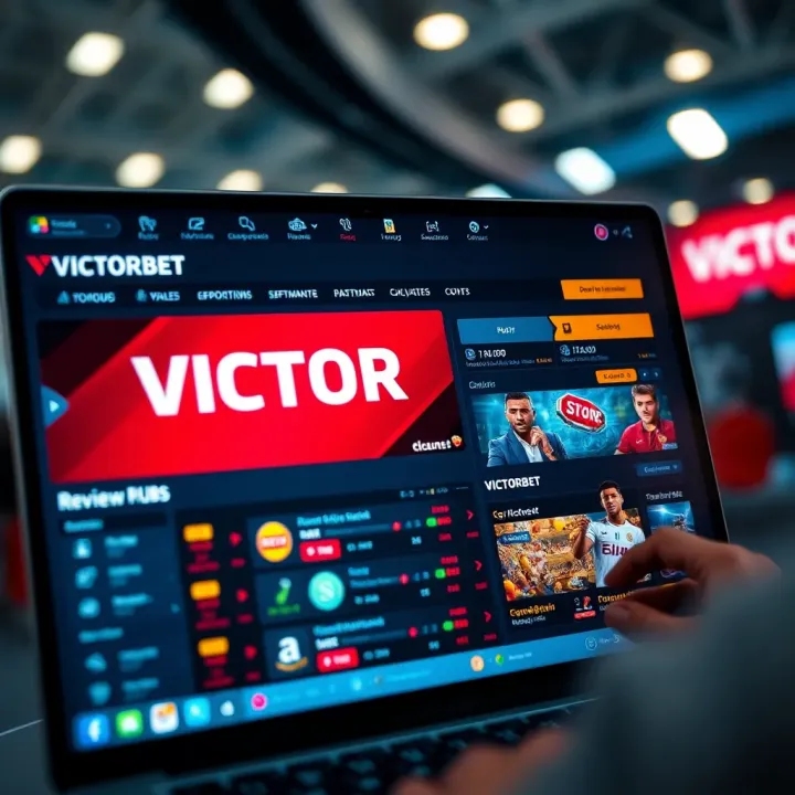 Mobile phone displaying VictorBet app with payment and bonus features