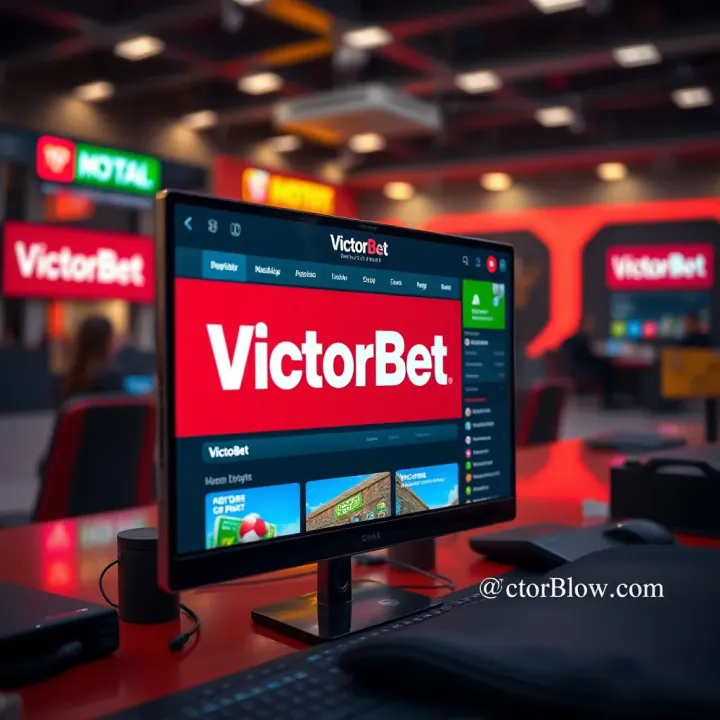 VictorBet logo with sports betting graphics and Nigerian flag colors