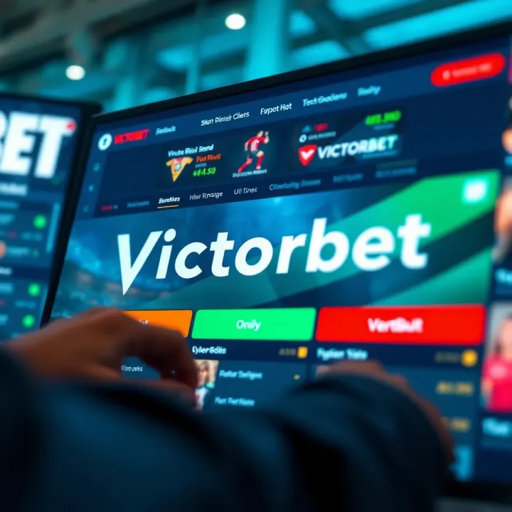 Mobile phone displaying VictorBet App home screen with betting options