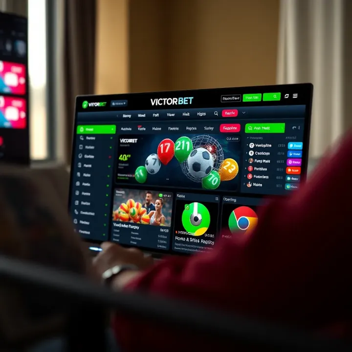 Digital interface showing football betting odds and statistics on VictorBet platform
