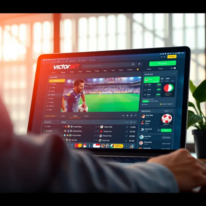 Screenshot showing VictorBet platform displaying live football betting markets and real-time updates