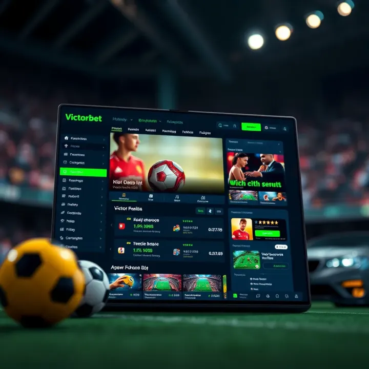 Live streaming interface showing a football match in progress on VictorBet platform